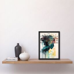 Artery8 Music on my Mind Singing in my Head Modern Portrait Watercolour Illustration Artwork Framed Wall Art Print A4 in Black - thumbnail 2