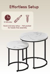 Home Discount Vida Designs Brooklyn Nest of 2 Round Tables Living Room Furniture in Cool White - thumbnail 3