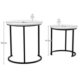 Home Discount Vida Designs Brooklyn Nest of 2 Round Tables Living Room Furniture in Cool White - thumbnail 7