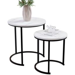 Home Discount Vida Designs Brooklyn Nest of 2 Round Tables Living Room Furniture in Cool White - thumbnail 6