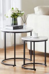 Home Discount Vida Designs Brooklyn Nest of 2 Round Tables Living Room Furniture in Cool White
