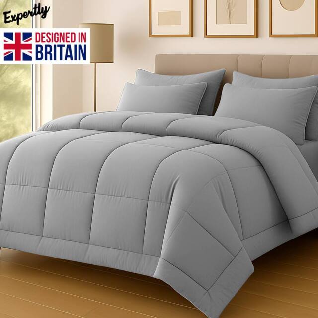 Grace Premium Duvet 10.5 Tog Ultrasoft All Season Comfort in Grey - Size: Single - image 1