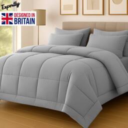 Grace Premium Duvet 10.5 Tog Ultrasoft All Season Comfort in Grey - Size: Single