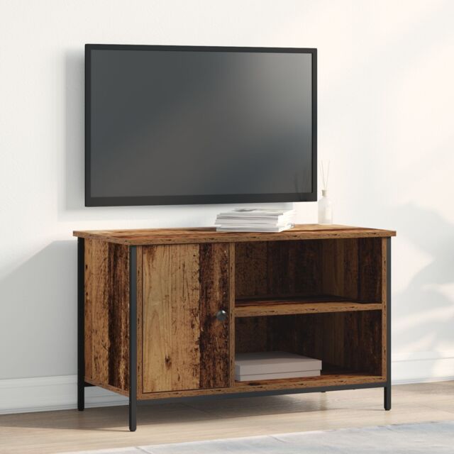 Berkfield Home TV Cabinet Old Wood 80x40x50 cm Engineered Wood & Steel in Brown - Size: 80 x 40 x 50 cm - image 1