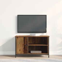 Berkfield Home TV Cabinet Old Wood 80x40x50 cm Engineered Wood & Steel in Brown - Size: 80 x 40 x 50 cm - thumbnail 4