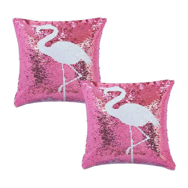 simpa Magic Flip Reveal Sequin Plush Cushions - Pink Flamingo - image 1