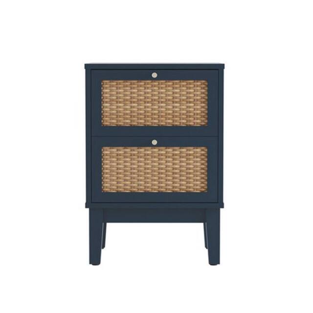 Lemon Pavilion Furniture Bordeaux Bedside - L35 x W40 x H58.4 cm - Berlin Blue/Oak in Blue - Size: 1 Pack - image 1