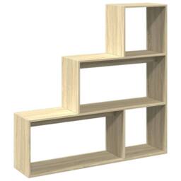 Berkfield Home Room Divider Bookcase 3-Tier Sonoma Oak 123x29x123 cm Engineered Wood in Light Tan - Size: 123 x 29 x 123 cm - thumbnail 7