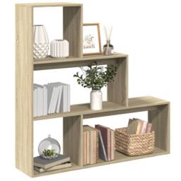 Berkfield Home Room Divider Bookcase 3-Tier Sonoma Oak 123x29x123 cm Engineered Wood in Light Tan - Size: 123 x 29 x 123 cm - thumbnail 2