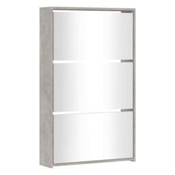 Berkfield Home Shoe Cabinet with Mirror 3-Layer Concrete Grey 63x17x102.5 cm - thumbnail 1