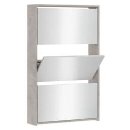 Berkfield Home Shoe Cabinet with Mirror 3-Layer Concrete Grey 63x17x102.5 cm - thumbnail 3