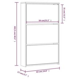 Berkfield Home Shoe Cabinet with Mirror 3-Layer Concrete Grey 63x17x102.5 cm - thumbnail 8