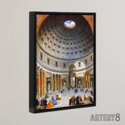 "Artery8 Panini Interior Of The Pantheon Rome Framed Canvas Wall Art Print - Size: W12"" x H16""" - thumbnail 2
