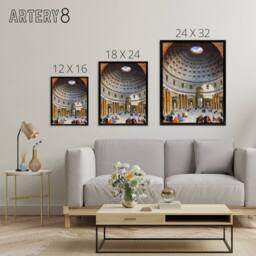 "Artery8 Panini Interior Of The Pantheon Rome Framed Canvas Wall Art Print - Size: W12"" x H16""" - thumbnail 4