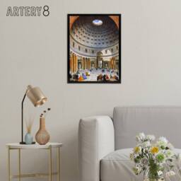 "Artery8 Panini Interior Of The Pantheon Rome Framed Canvas Wall Art Print - Size: W12"" x H16""" - thumbnail 3