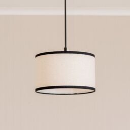 ValueLights Eva Natural Linen Fabric Ceiling Floor Table Small Drum Lamp Shade with LED Bulb in Black - thumbnail 3