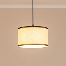 ValueLights Eva Natural Linen Fabric Ceiling Floor Table Small Drum Lamp Shade with LED Bulb in Black - thumbnail 1