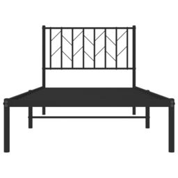 Berkfield Home Metal Bed Frame without Mattress with Headboard Black 90x200cm - Size: 90x200 cm - thumbnail 5