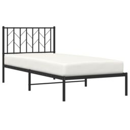 Berkfield Home Metal Bed Frame without Mattress with Headboard Black 90x200cm - Size: 90x200 cm - thumbnail 3