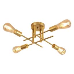 Goeco Ceiling Light Vintage, 4 Bulbs Sputnik Chandelier, for Bedroom Balcony in Gold