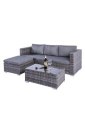 Outdoor Living Dunham Grey 4 Seat Rattan Sofa Set with Coffee Table - thumbnail 2