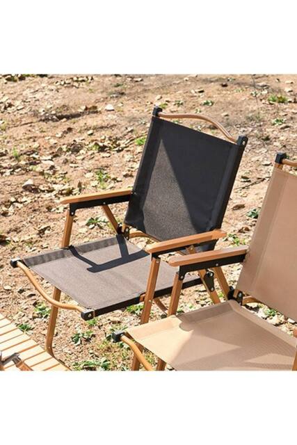Living and Home Portable Folding Camping Chair with Armrests in Black - image 1