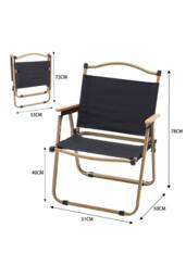 Living and Home Portable Folding Camping Chair with Armrests in Black - thumbnail 3