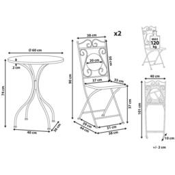 Wyld and Coco Black Metal Bistro Set for Two Foldable Chairs Black and Gold Mosaic - thumbnail 4