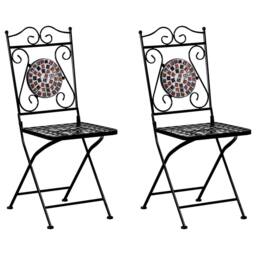 Wyld and Coco Black Metal Bistro Set for Two Foldable Chairs Black and Gold Mosaic - thumbnail 7
