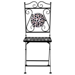 Wyld and Coco Black Metal Bistro Set for Two Foldable Chairs Black and Gold Mosaic - thumbnail 9