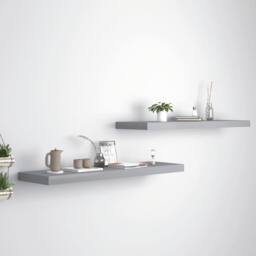 Berkfield Home Durable Floating Wall Shelves 2 pcs Grey 90x23.5x3.8 cm MDF - thumbnail 2