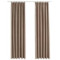 Berkfield Home Elegant Blackout Curtains with Hooks 2 pcs Taupe 140x225 cm - thumbnail 3