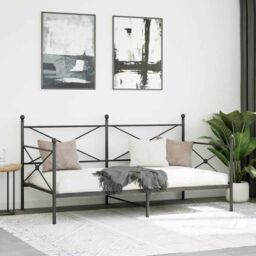 Berkfield Home Day Bed without Mattress Black 100x200 cm Steel - thumbnail 3