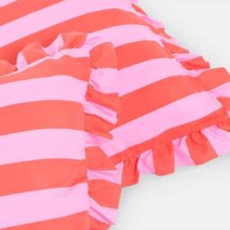 OHS 2 Pack Stripe Frill Cushion Cover in Bright Pink - Size: 45 cm x 45 cm - thumbnail 4