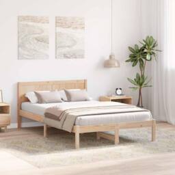 Berkfield Home Pine Wood Bed Frame Natural Solid Pine wood 120 x 190 cm Durable in Light Brown - thumbnail 4