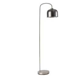 First Choice Lighting Francine - Satin Nickel Arched Floor Lamp with Smoke Glass Shade in Silver - thumbnail 2