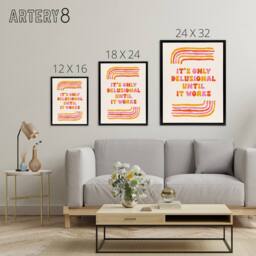 "Artery8 Only Delusional Until It Works Midcentury Modern Framed Canvas Art - Size: W12"" x H16""" - thumbnail 4