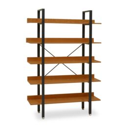 Orsina 5 Tier Light Yellow Shelves & Black Frame Shelf Unit, Bookcase Shelving, Display Unit With Wooden Shelves in Red - thumbnail 5