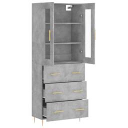 Berkfield Home Highboard Concrete Grey 69.5x34x180 cm Engineered Wood - thumbnail 4