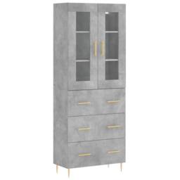 Berkfield Home Highboard Concrete Grey 69.5x34x180 cm Engineered Wood - thumbnail 1