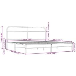 Berkfield Home Metal Bed Frame without Mattress Brown Oak 180x200 cm Super King - thumbnail 9