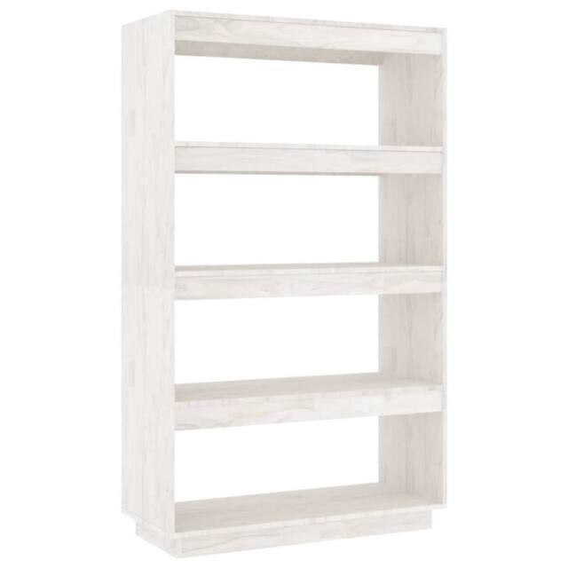 Berkfield Home Book Cabinet/Room Divider White 80x35x135 cm Solid Pinewood - Size: 80 x 35 x 135 cm - image 1