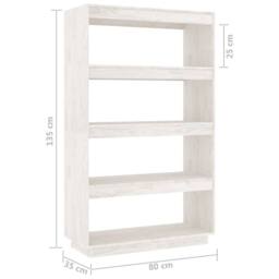 Berkfield Home Book Cabinet/Room Divider White 80x35x135 cm Solid Pinewood - Size: 80 x 35 x 135 cm - thumbnail 8