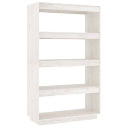 Berkfield Home Book Cabinet/Room Divider White 80x35x135 cm Solid Pinewood - Size: 80 x 35 x 135 cm - thumbnail 1
