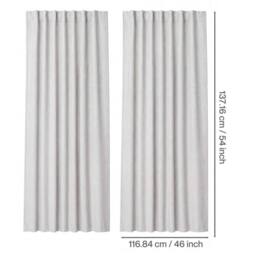 VOGREX 46x54in Off-White Linen Look Blackout Thermal Curtains in White - thumbnail 2