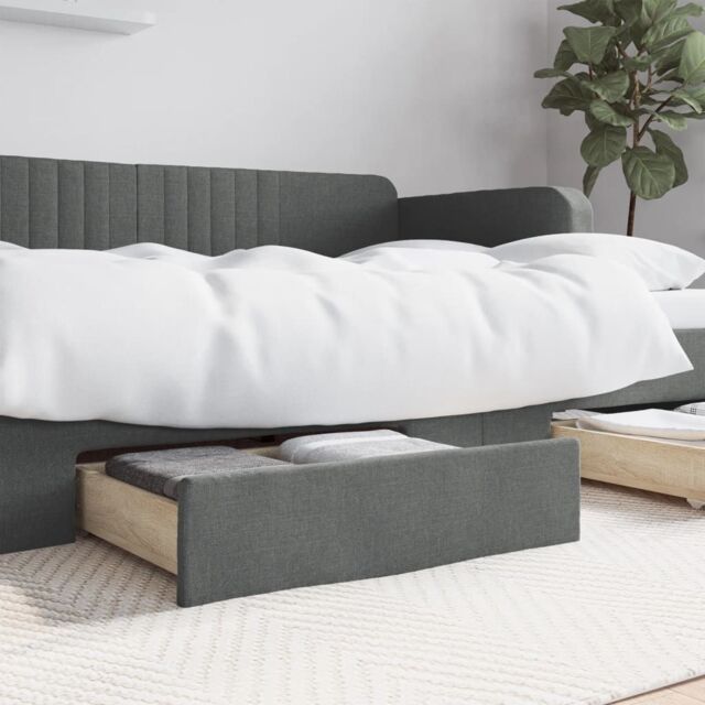 Berkfield Home Bed Storage Drawers 2 pcs Dark Grey Engineered Wood & Fabric - image 1