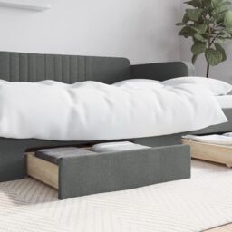 Berkfield Home Bed Storage Drawers 2 pcs Dark Grey Engineered Wood & Fabric - thumbnail 1