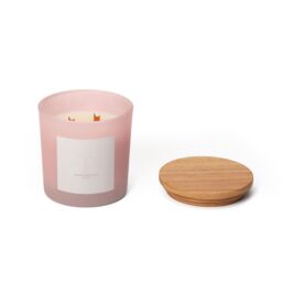 Aroma Naturals Frosted Decadence Glass Candle - Vanilla Bean Scent in Pink - Size: Large - thumbnail 3