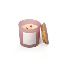 Aroma Naturals Frosted Decadence Glass Candle - Vanilla Bean Scent in Pink - Size: Large - thumbnail 2