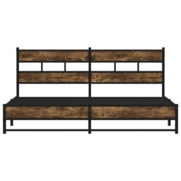 Berkfield Home Metal Bed Frame without Mattress Smoked Oak 180x200 cm Super King in Brown - thumbnail 4